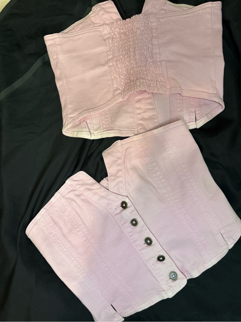 We The Free Pale Pink Corset-Style Jeans Top